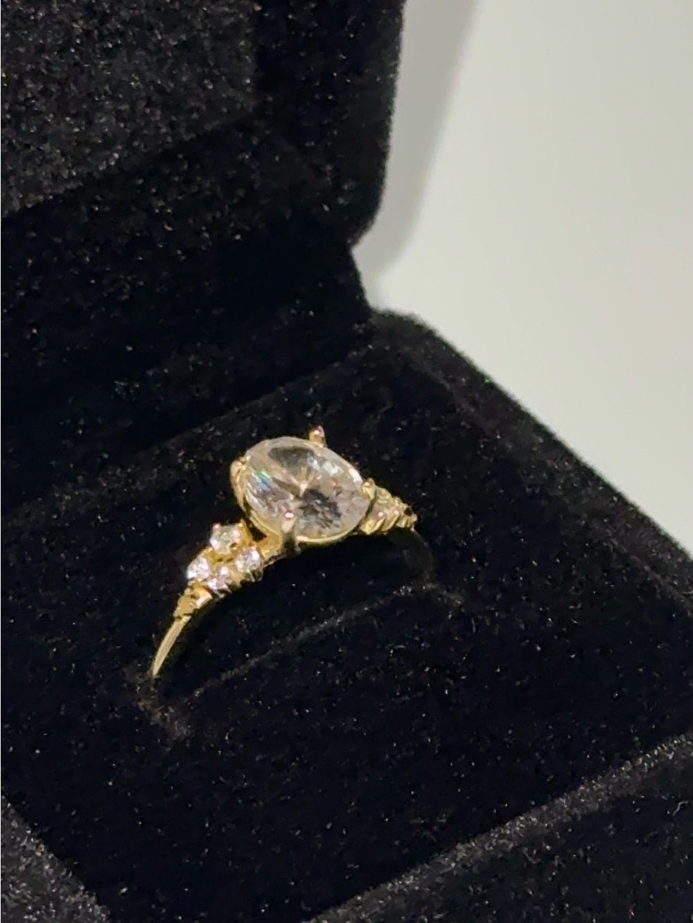 14K Gold Plated 925 Sterling Silver 2ct Oval CZ Engagement Ring Size 9